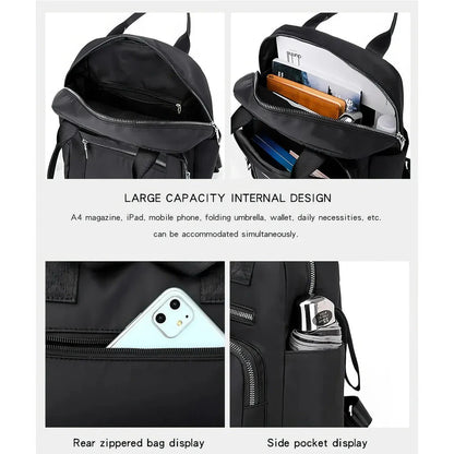 A stylish and durable Oxford cloth backpack with multiple compartments for organized storage and a sleek, portable design.