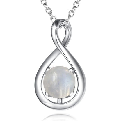 Elegant octagonal sterling silver necklace pendant with a four-claw zircon gemstone centerpiece