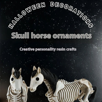 Skeleton Horse Ornament: Detailed resin decoration with a striking skeletal horse design for Halloween decor