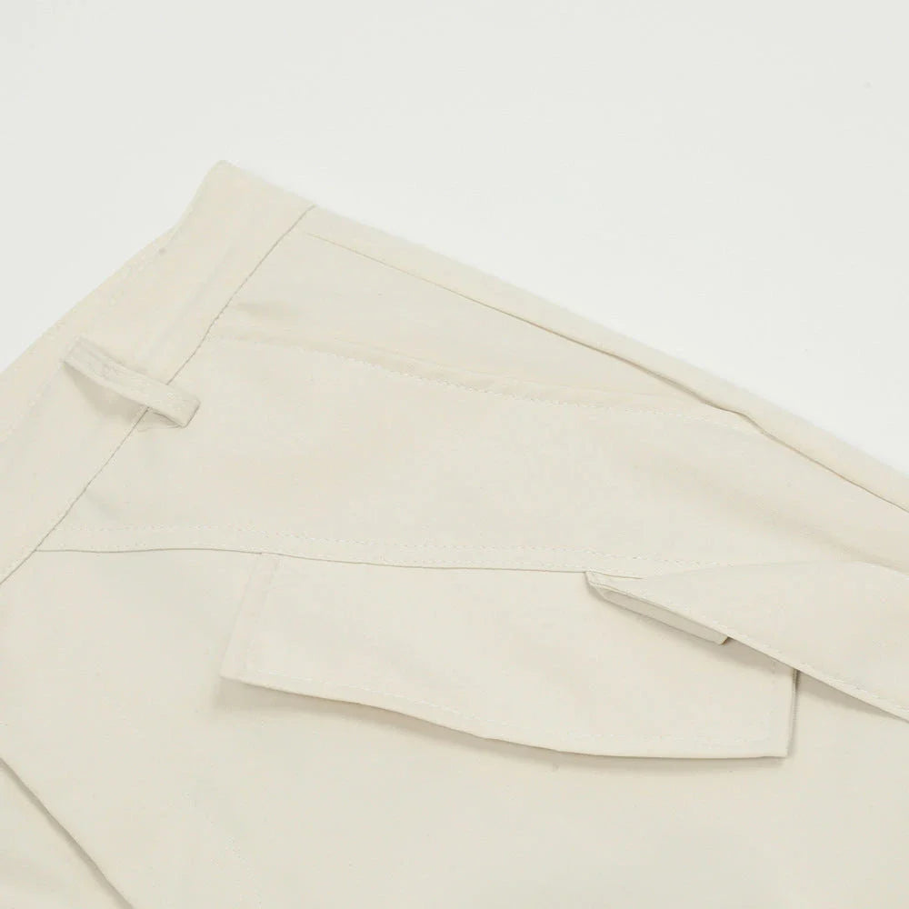 Premium pleated overalls for men with ribbon pockets, available in black and apricot colors, sizes S-XL