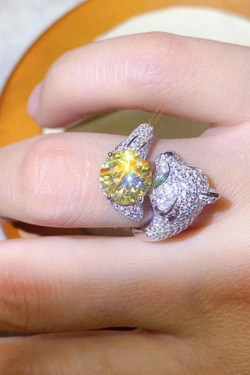 Hhomeenjoy Elegant 2-Carat Yellow Moissanite Cocktail Ring