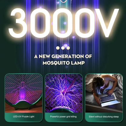 Electric Mosquito Racket with smart chip, powerful zapping grid, and compact foldable design for mosquito-free outdoor enjoyment