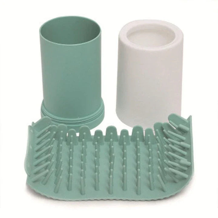 Silicone pet paw cleaner with soft bristles for gentle scrubbing and ergonomic design for easy handling