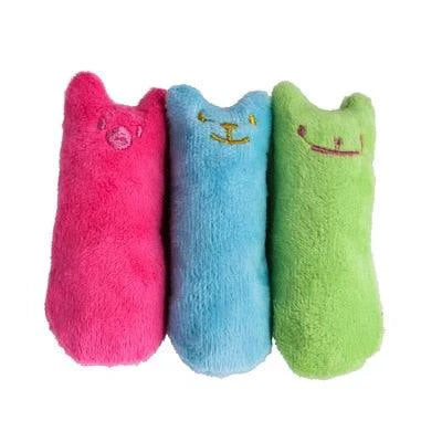 Cozy cotton-gray plush toy filled with catnip for playful cats