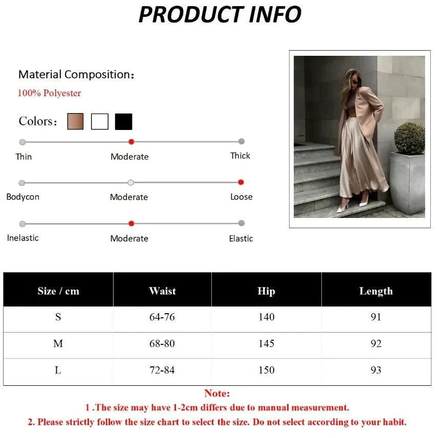 Elegant high-waisted satin maxi skirt in black for women, showcasing a flowing, sophisticated silhouette.