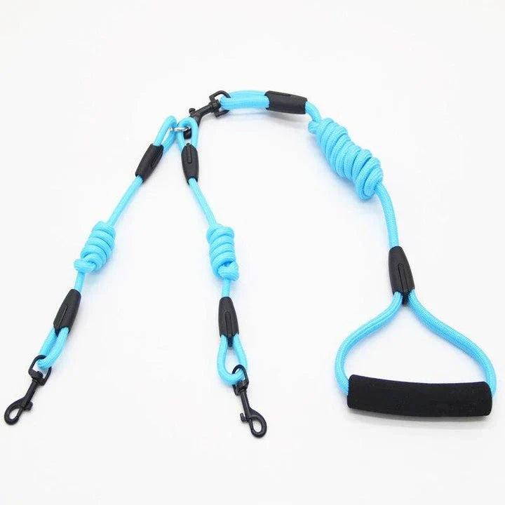 Durable nylon dog training rope with adjustable length and width options in blue, black, red, and orange colors