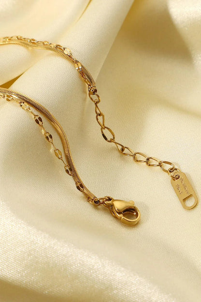 Rhinestone Double-Layered Bracelet in Gold, made of high-quality stainless steel with extendable design