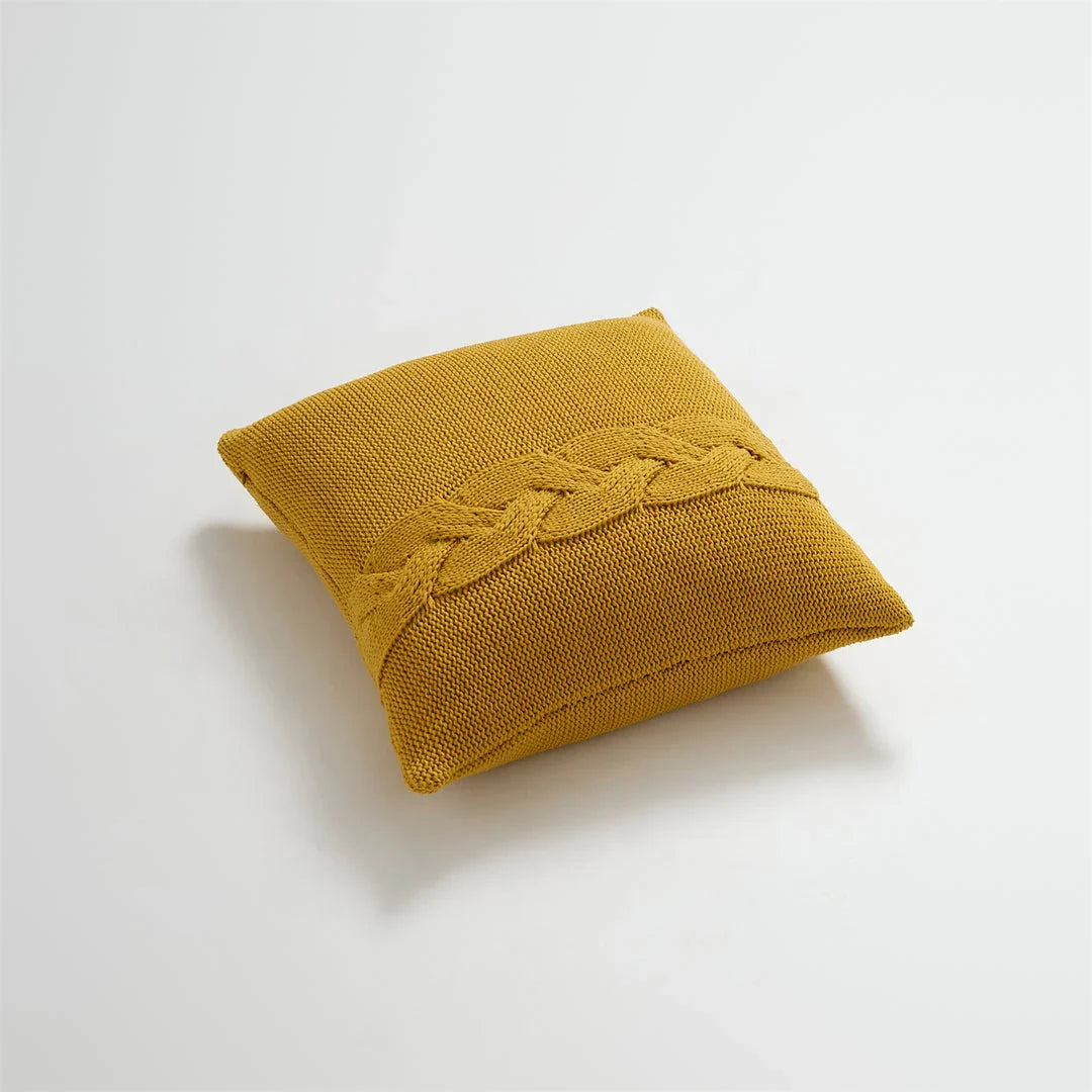 Cozy Nordic-inspired knit pillow cover with large twist design in multiple colors for stylish home decor