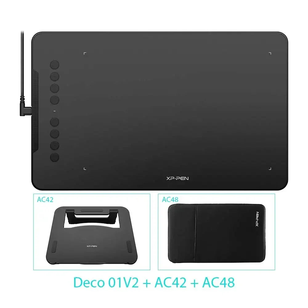 XPPen Deco 01 V2 10-inch Digital Drawing Tablet with Customizable Shortcuts and Tilt-Supported Stylus