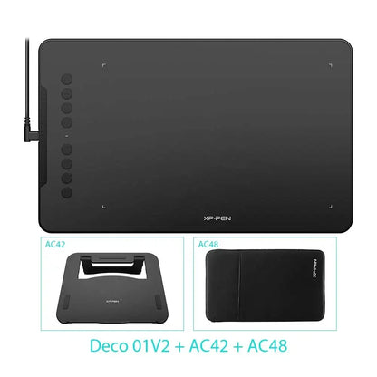 XPPen Deco 01 V2 10-inch Digital Drawing Tablet with Customizable Shortcuts and Tilt-Supported Stylus