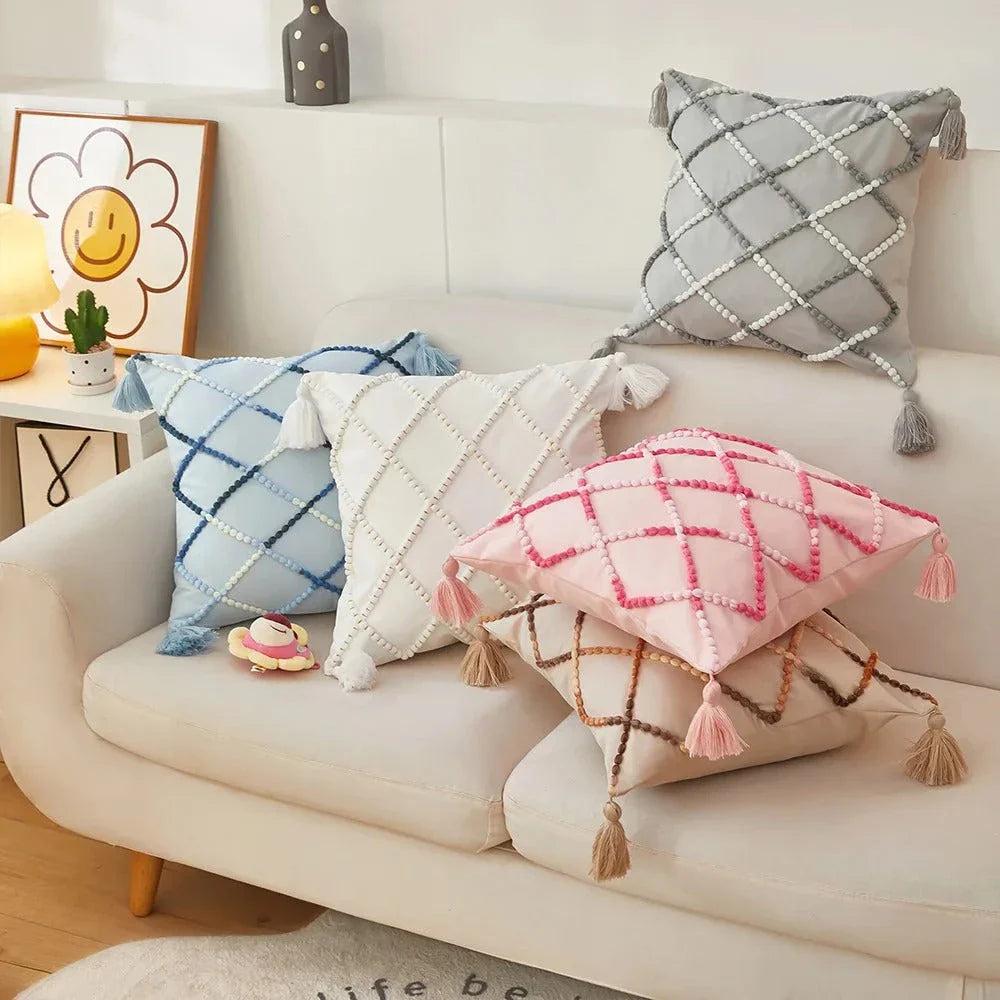 Stylish Nordic-inspired decorative cushion cover with gradient colors and geometric pattern