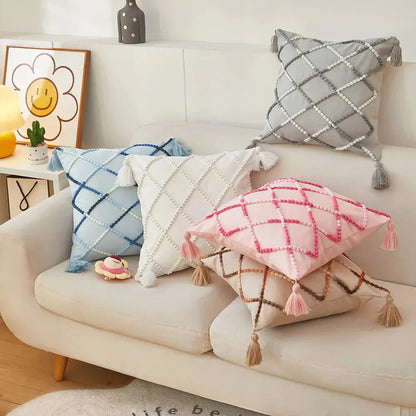 Stylish Nordic-inspired decorative cushion cover with gradient colors and geometric pattern