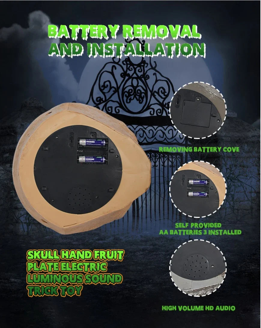 Illuminating Halloween pumpkin-shaped fruit plate with lighting and sound effects for festive holiday decor