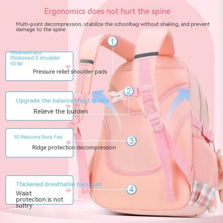 Large capacity cartoon-style backpack for children, featuring a spacious interior, durable nylon construction, and a waterproof, breathable design.