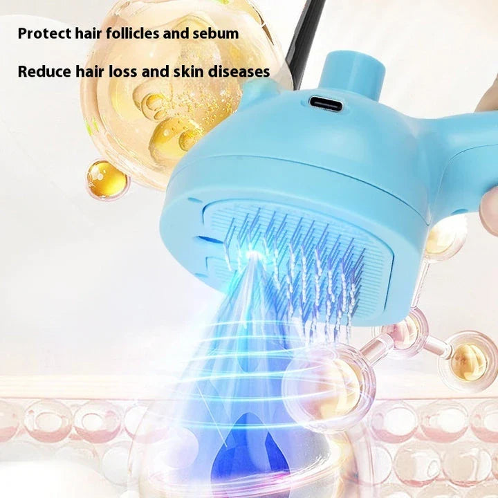 Rechargeable Pet Hair Removal Comb with Spray Cleaner - Effortlessly remove stubborn pet hair and keep your furry friend's coat fresh and healthy.