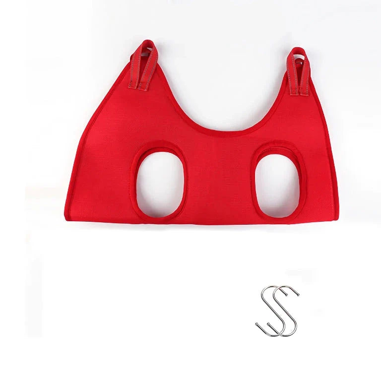 A green cat grooming hammock with a breathable and comfortable design for easy nail trimming, bathing, and grooming.