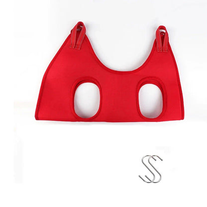 A green cat grooming hammock with a breathable and comfortable design for easy nail trimming, bathing, and grooming.