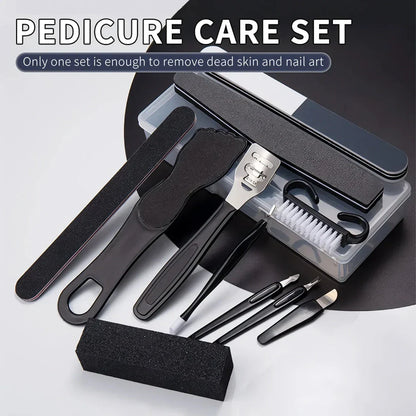 12-Piece Pedicure Care Set with Stainless Steel Tools for Removing Corns, Calluses, and Thick Nails for Smooth, Baby-Soft Feet