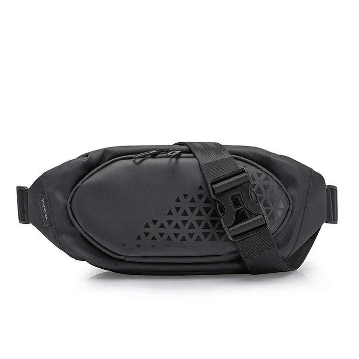 Trendha Mini Casual Sports Shoulder Bag in Black, featuring a compact yet roomy design, durable Oxford cloth construction, and waterproof protection.
