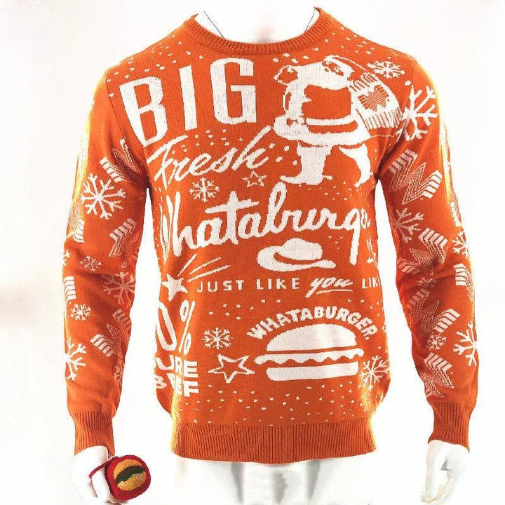 Stylish men's round neck Christmas sweater in various festive colors