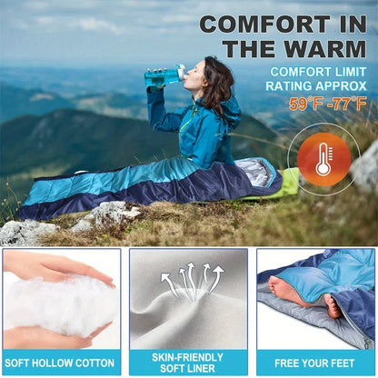 Lightweight Waterproof Envelope Sleeping Bag with Durable Terylene Fabric and Fleece Lining for Outdoor Adventures