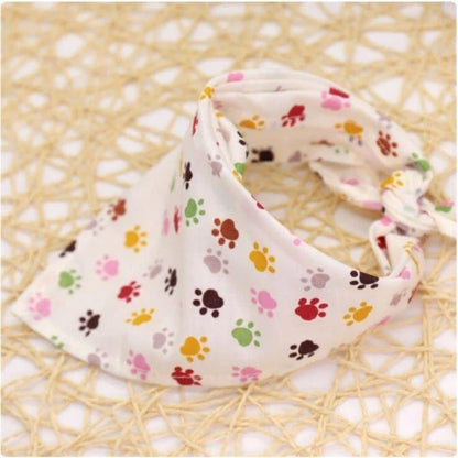 Adorable Cartoon Patterned Triangular Dog Scarf in vibrant colors, perfect for keeping your pup warm and stylish