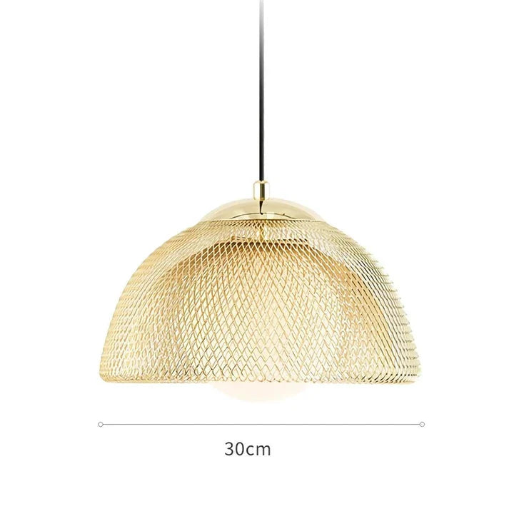 Elegant modern Nordic-style LED pendant light with polished copper finish and gold lampshade, providing focused and effective illumination for living spaces.
