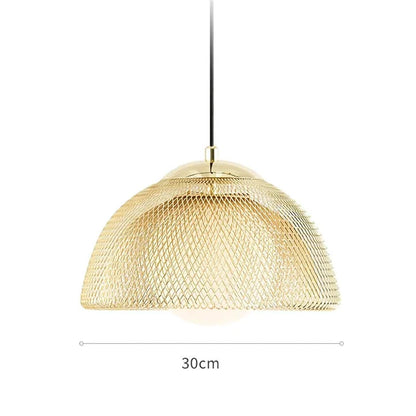 Elegant modern Nordic-style LED pendant light with polished copper finish and gold lampshade, providing focused and effective illumination for living spaces.