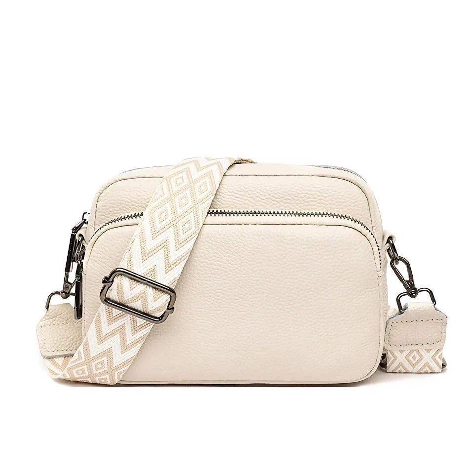 Stylish and functional genuine leather crossbody bag for women with interior organization pockets