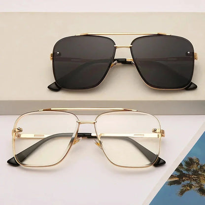 Classic Vintage Square Sunglasses with Durable Alloy Frame and UV400 Polycarbonate Lenses