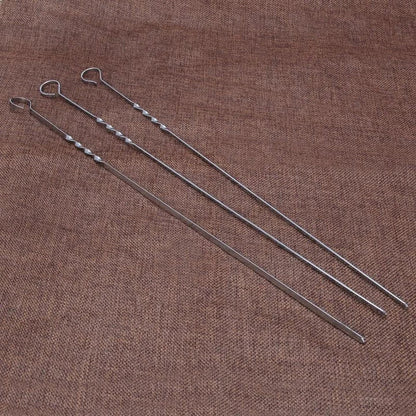 Set of 10 durable flat stainless steel barbecue skewers for secure and hassle-free grilling