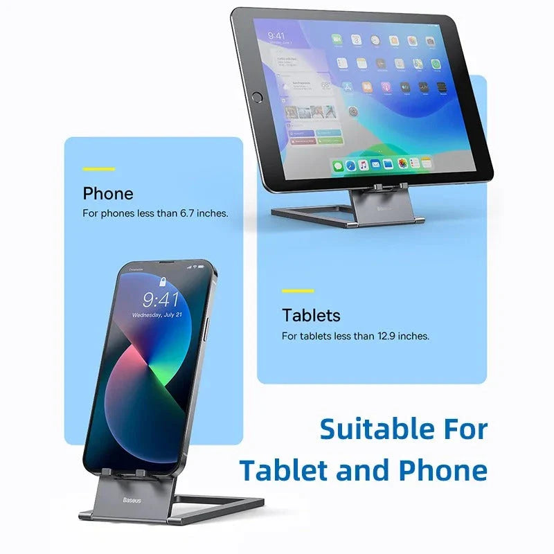 Aluminum Foldable Desktop Tablet and Laptop Stand with Adjustable Angles and Sleek Design