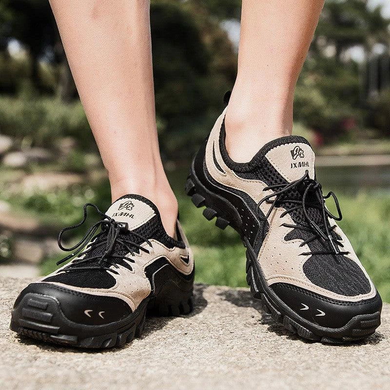 Couple Summer Hiking Outdoor Mesh Shoes with breathable mesh upper and rubber sole for comfortable outdoor adventures