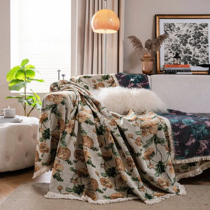 American style jacquard thick retro sofa cover in a floral pattern, designed to protect and enhance the look of a three-seat couch