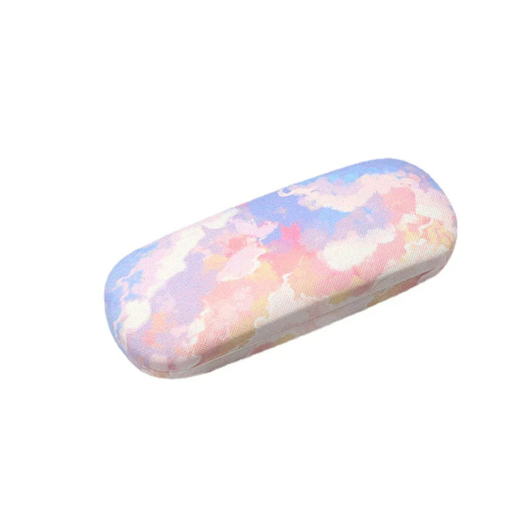 Gradient Cloud Printed Eyewear Case with Durable Metal Frame and Soft Velvet Lining to Protect Glasses