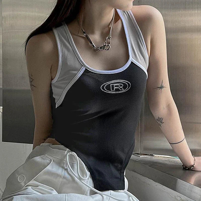 A stylish suspender vest with tailored fit, unique stitching details, and contoured hem for a modern, elevated look
