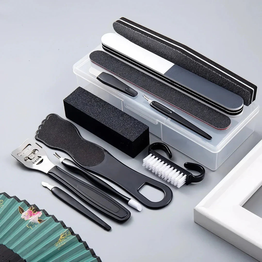12-Piece Pedicure Care Set with Stainless Steel Tools for Removing Corns, Calluses, and Thick Nails for Smooth, Baby-Soft Feet