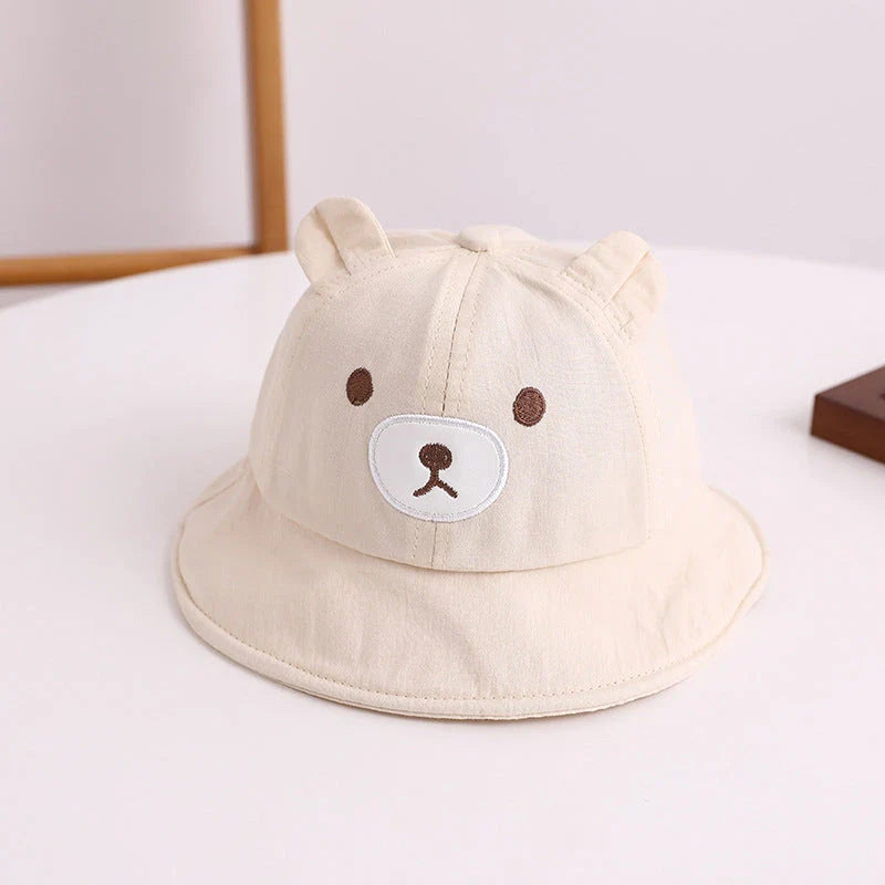 Adorable Kids Bear Decor Panama Bucket Hat with Playful Bear Ear Design for Outdoor Fun and Sun Protection