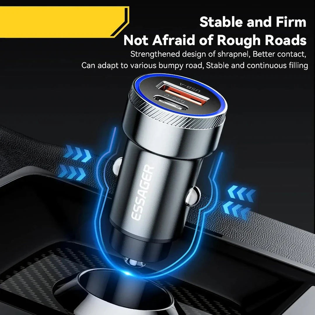 54W USB-C and USB Car Charger with Hyper-Speed Charging for smartphones, tablets, and other USB-powered devices