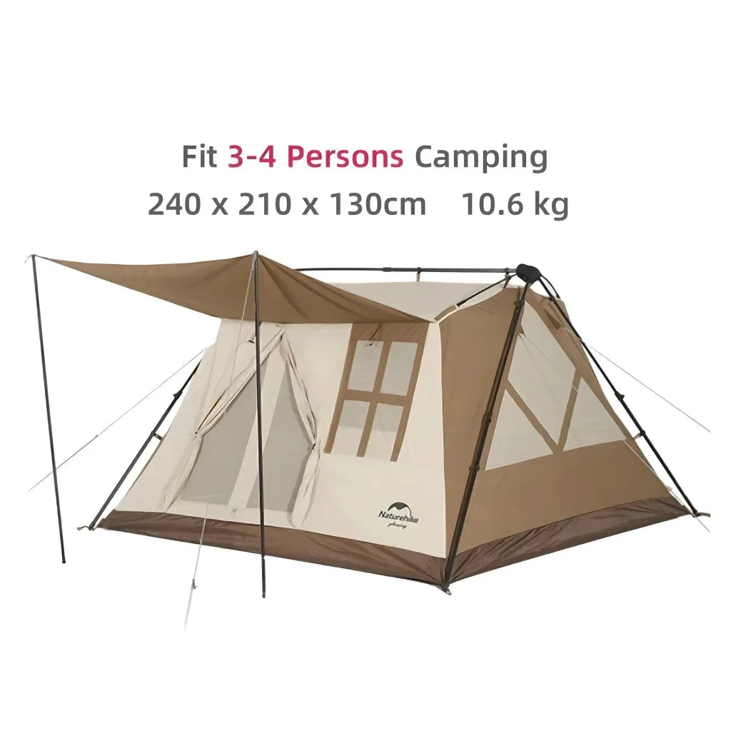 Automatic A-Type 4-Person Outdoor Camping Tent with Quick Setup, Weatherproof Materials, and Ample Space