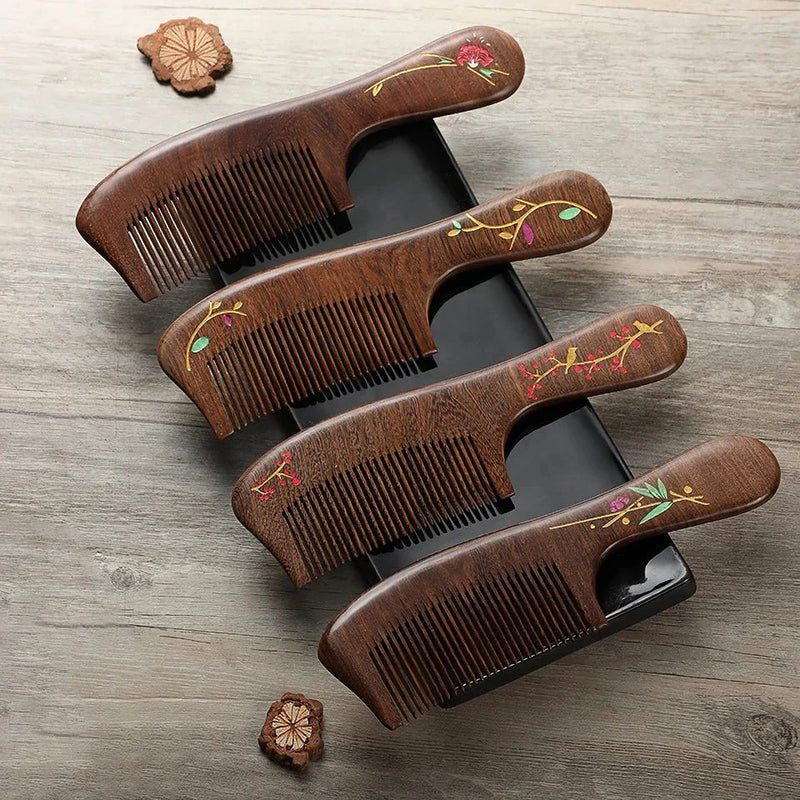 Hhomeenjoy Luxurious Natural Sandalwood Hair Comb for Smooth, Frizz-Free Hair