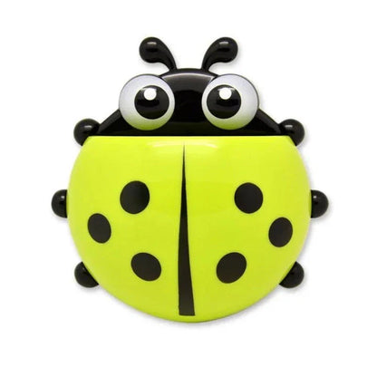 Colorful ladybug-shaped toothbrush holder with suction cup for easy wall mounting and organized storage