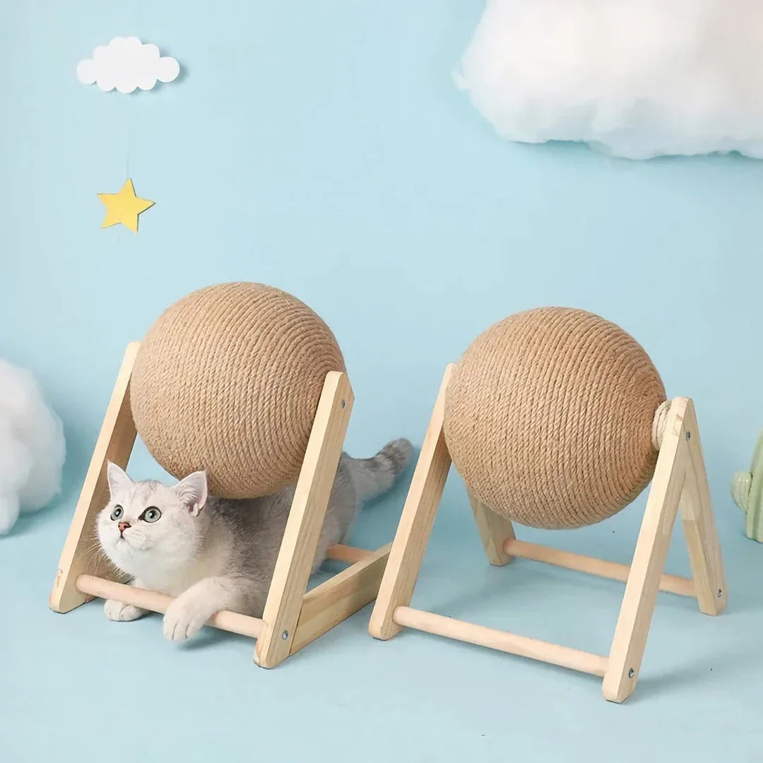 Premium sisal cat scratching ball toy with durable construction and modern design to protect furniture and entertain feline companions