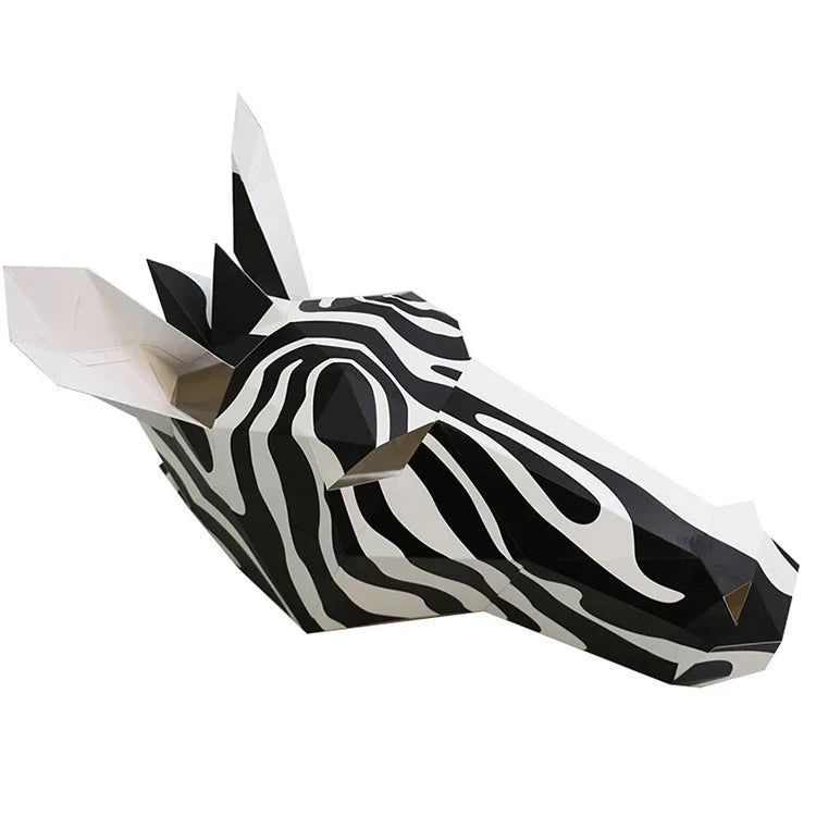 Handcrafted origami horse headgear in black and white, perfect for Halloween and Christmas costumes