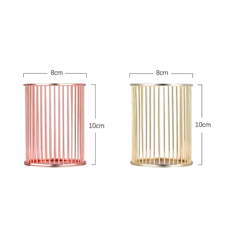 Rose Gold Plated Pen Holder for Desk or Vanity - Elegant, Durable, and Multi-Functional Organizer