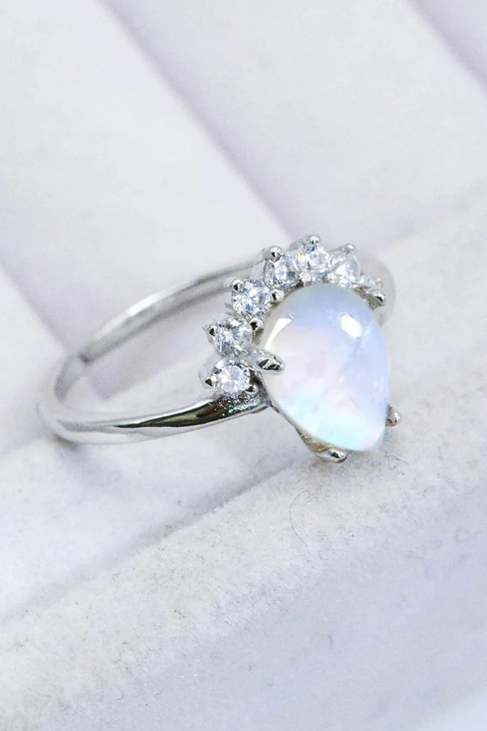 925 Sterling Silver Moonstone Ring with Minimalist Design and Mesmerizing Blue-Violet Hue
