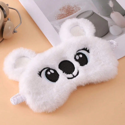 Soft, plush koala-themed sleep mask with adjustable strap for comfortable fit