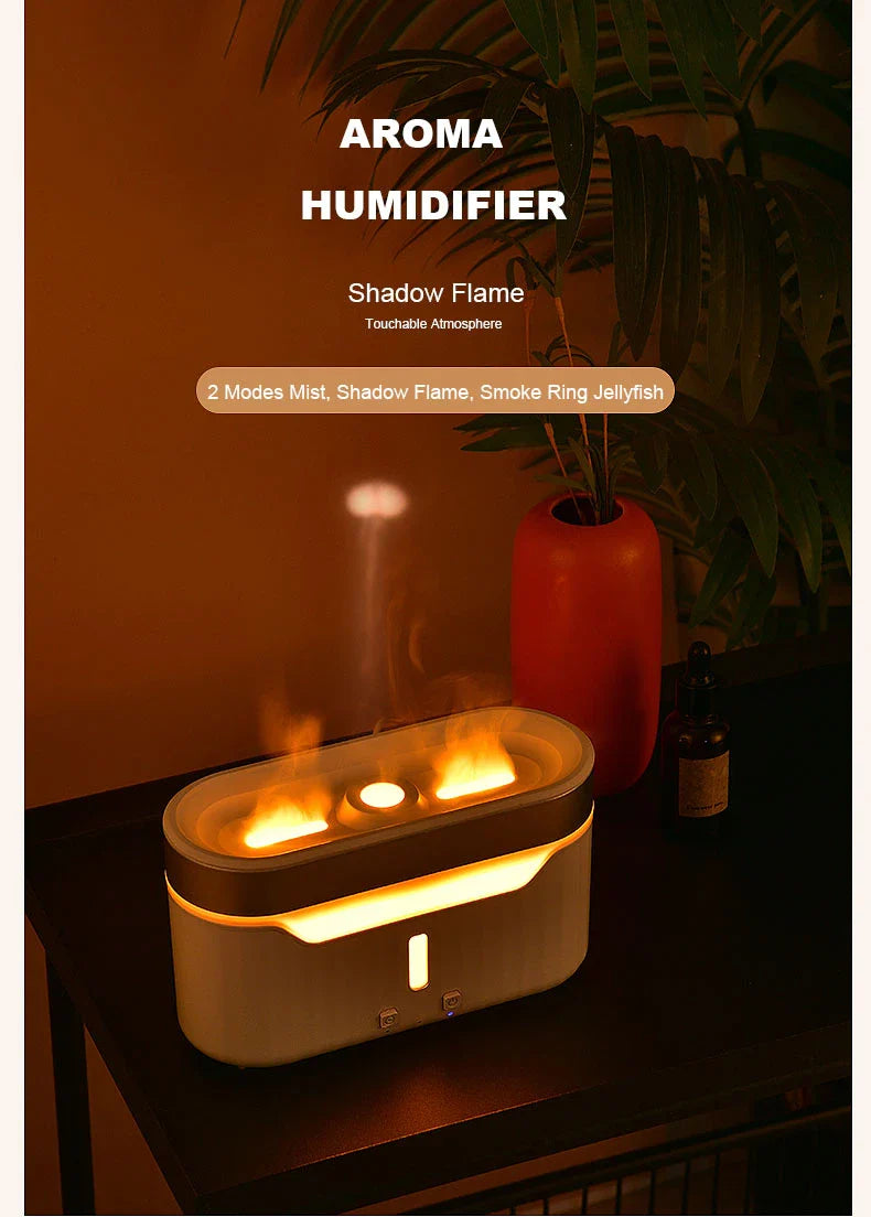 Elegant Jellyfish Flame Humidifier with 3D Lighting Effects, Mist, and Aromatherapy Capabilities