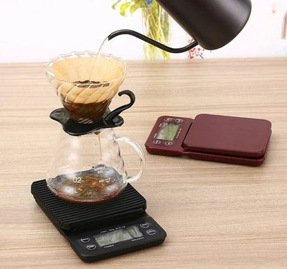 A sleek and modern digital kitchen scale with a timer function, designed to provide precise measurements and enhance your culinary skills.
