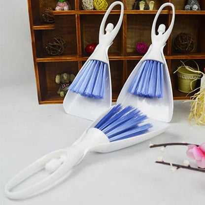 A versatile cage cleaning set with a brush and shovel for efficiently sweeping and scooping small pet bedding and waste